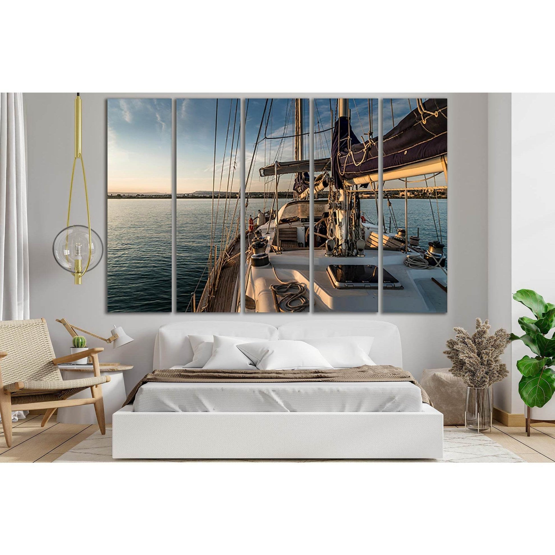Yacht In The Sea №SL786 Ready to Hang Canvas Print - Zellart Canvas Prints 0new, ALL_Products, Engine, Engines Wall Art