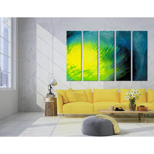 Yellow, Green And Blue Abstract №04300 Ready to Hang Canvas Print - Zellart Canvas Prints ALL_Products
