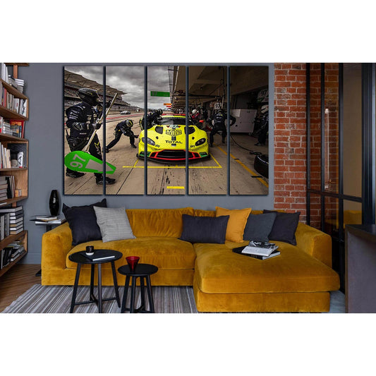 Yellow Sports Car At Pit Stop №SL897 Ready to Hang Canvas Print - Zellart Canvas Prints 0new, ALL_Products, Sports & Motivation