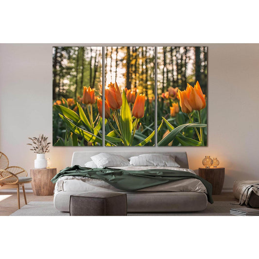 Yellow Tulips In The Forest №SL695 Ready to Hang Canvas Print - Zellart Canvas Prints 0new, ALL_Products, Floral & Botanical Wall Art
