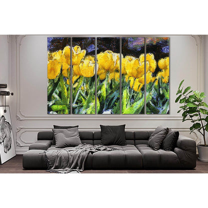 Yellow Tulips Oil Painting №SL568 Ready to Hang Canvas Print - Zellart Canvas Prints 0new, ALL_Products, Oil Painting Wall Art