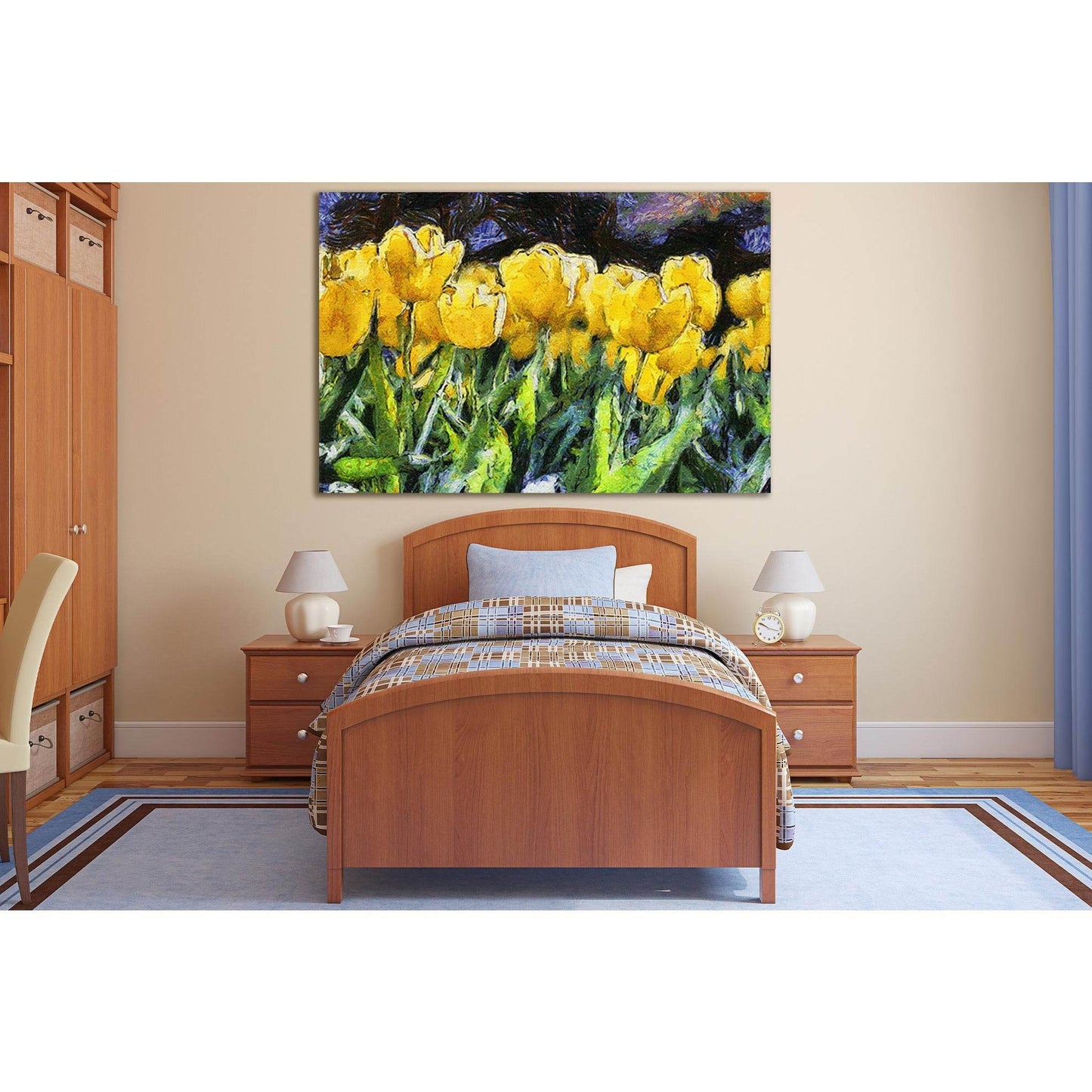 Yellow Tulips Oil Painting №SL568 Ready to Hang Canvas Print - Zellart Canvas Prints 0new, ALL_Products, Oil Painting Wall Art