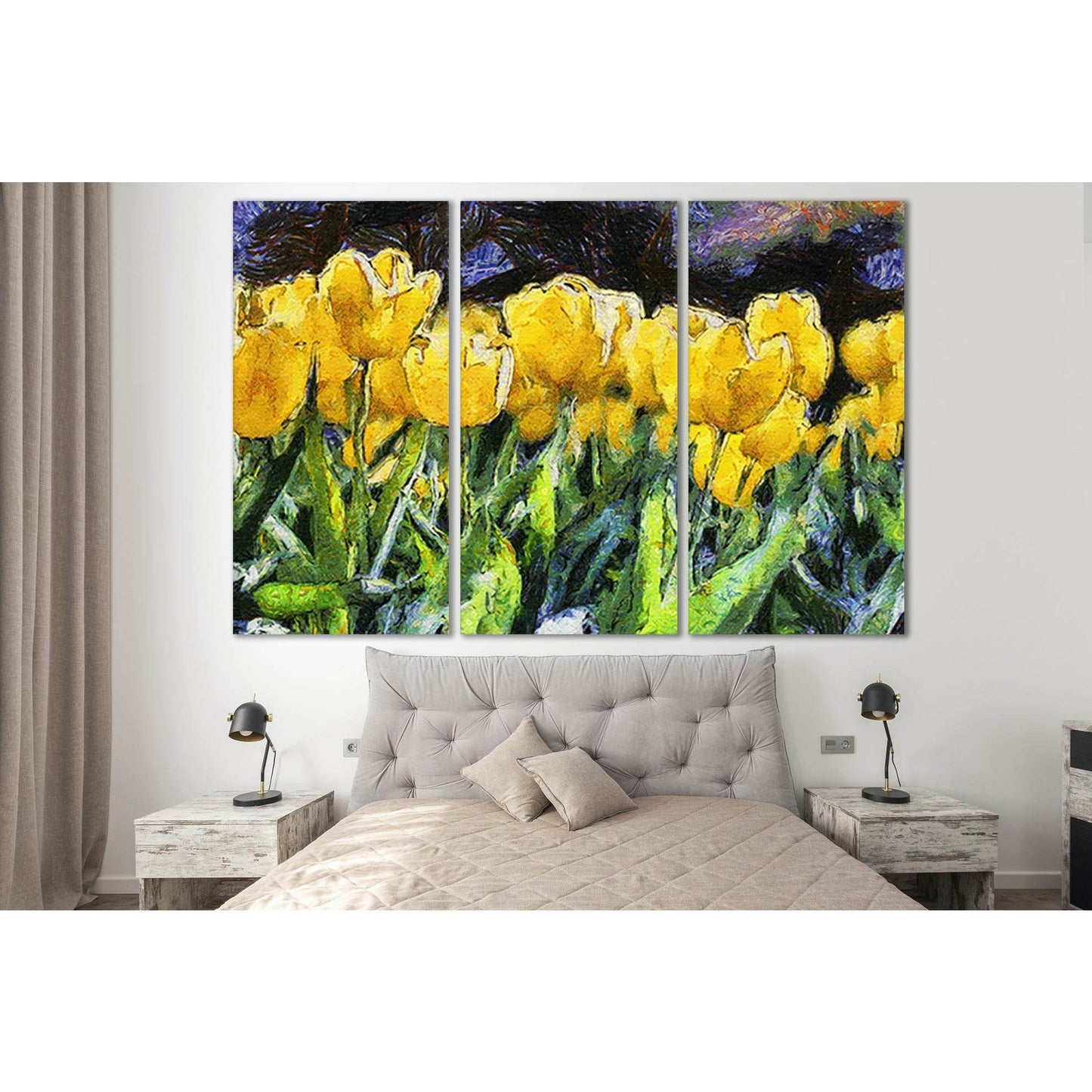 Yellow Tulips Oil Painting №SL568 Ready to Hang Canvas Print - Zellart Canvas Prints 0new, ALL_Products, Oil Painting Wall Art