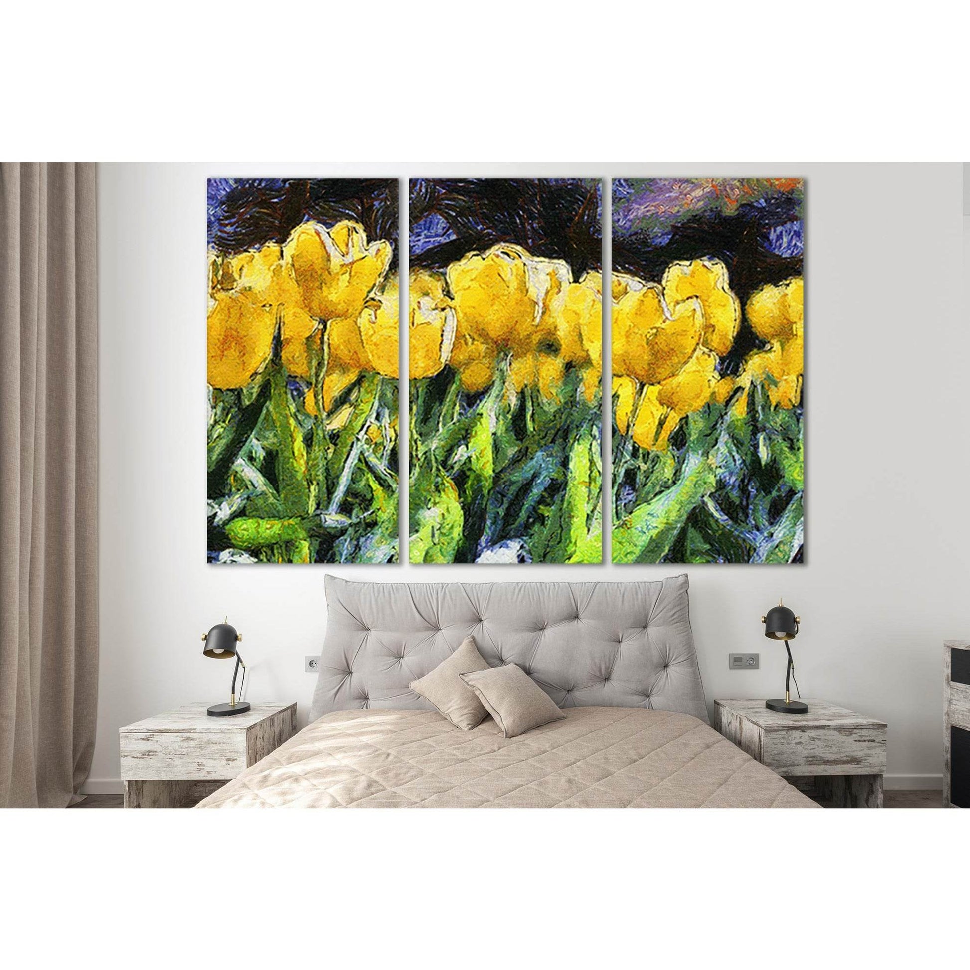 Yellow Tulips Oil Painting №SL568 Ready to Hang Canvas Print - Zellart Canvas Prints 0new, ALL_Products, Oil Painting Wall Art