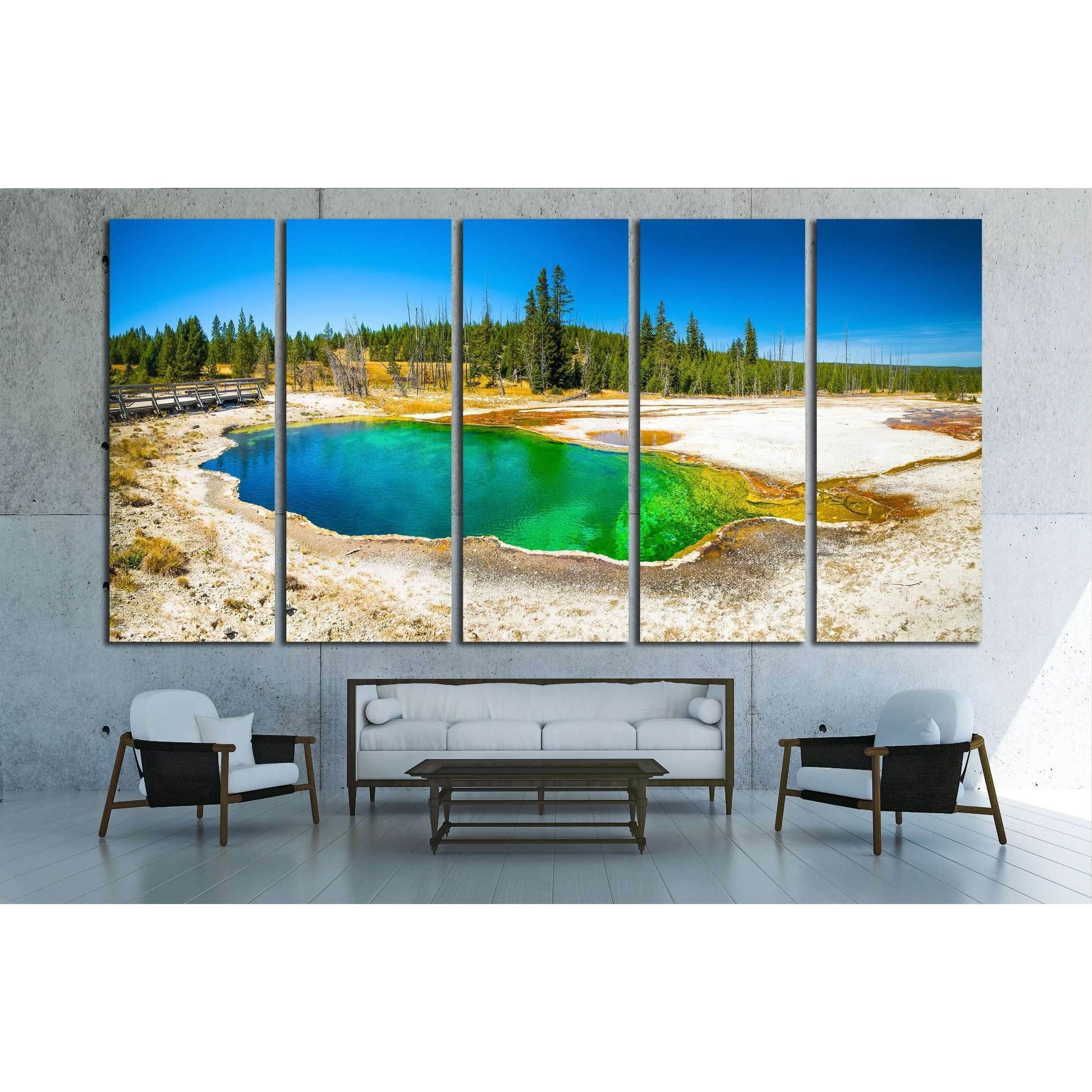 Yellowstone National Park, Wyoming. Prismatic spring. Abyss Pool at West Thumb №1982 Ready to Hang Canvas Print - Zellart Canvas Prints ALL_Products, s-1982