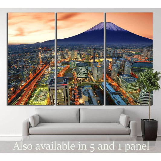 Yokohama and Mt. Fuji in Japan №779 Ready to Hang Canvas Print - Zellart Canvas Prints ALL_Products, s-779