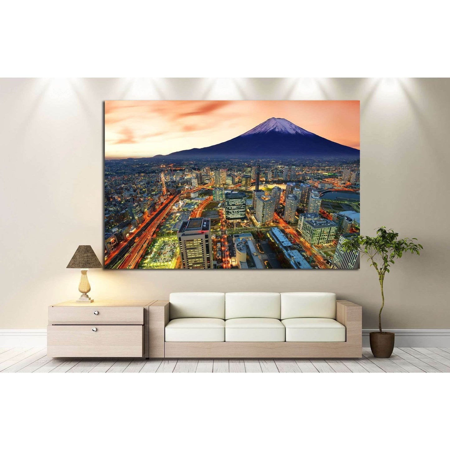 Yokohama and Mt. Fuji in Japan №779 Ready to Hang Canvas Print - Zellart Canvas Prints ALL_Products, s-779