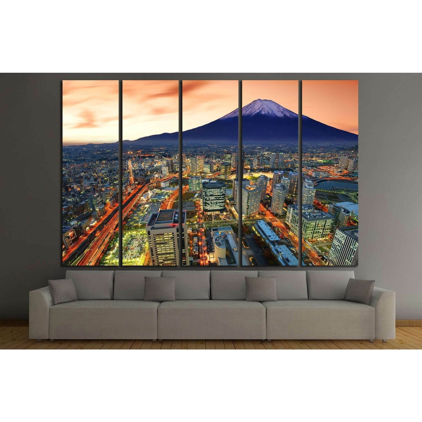 Yokohama and Mt. Fuji in Japan №779 Ready to Hang Canvas Print - Zellart Canvas Prints ALL_Products, s-779