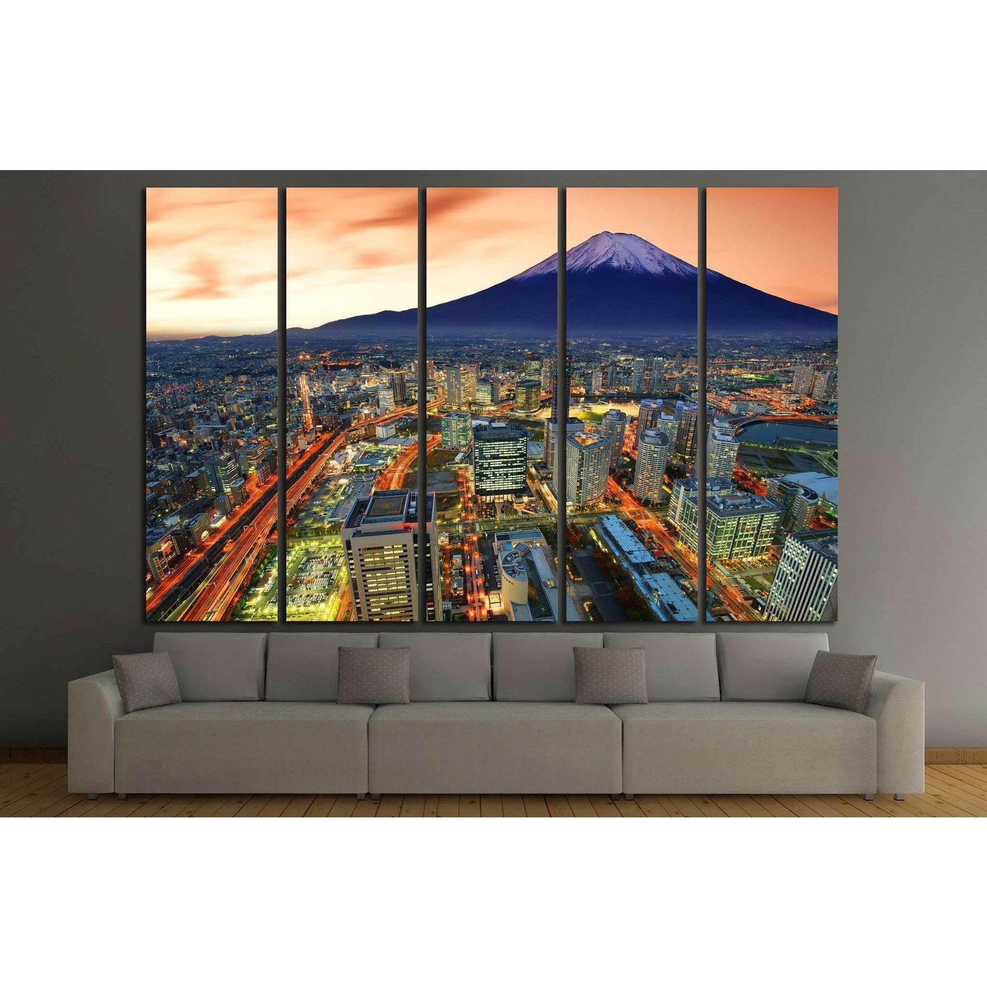 Yokohama and Mt. Fuji in Japan №779 Ready to Hang Canvas Print - Zellart Canvas Prints ALL_Products, s-779