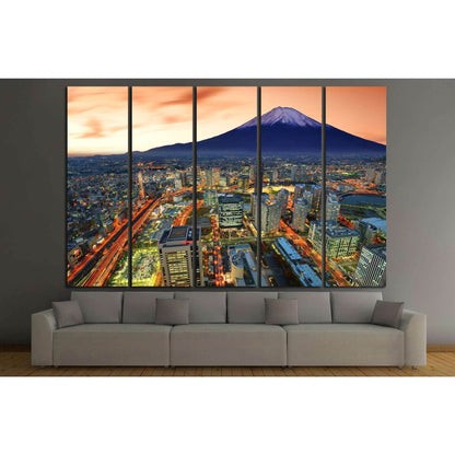 Yokohama and Mt. Fuji in Japan №779 Ready to Hang Canvas Print - Zellart Canvas Prints ALL_Products, s-779