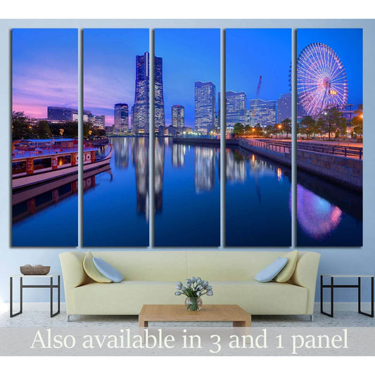 Yokohama, Japan at Minato-mirai bay №1156 Ready to Hang Canvas Print - Zellart Canvas Prints ALL_Products, s-1156