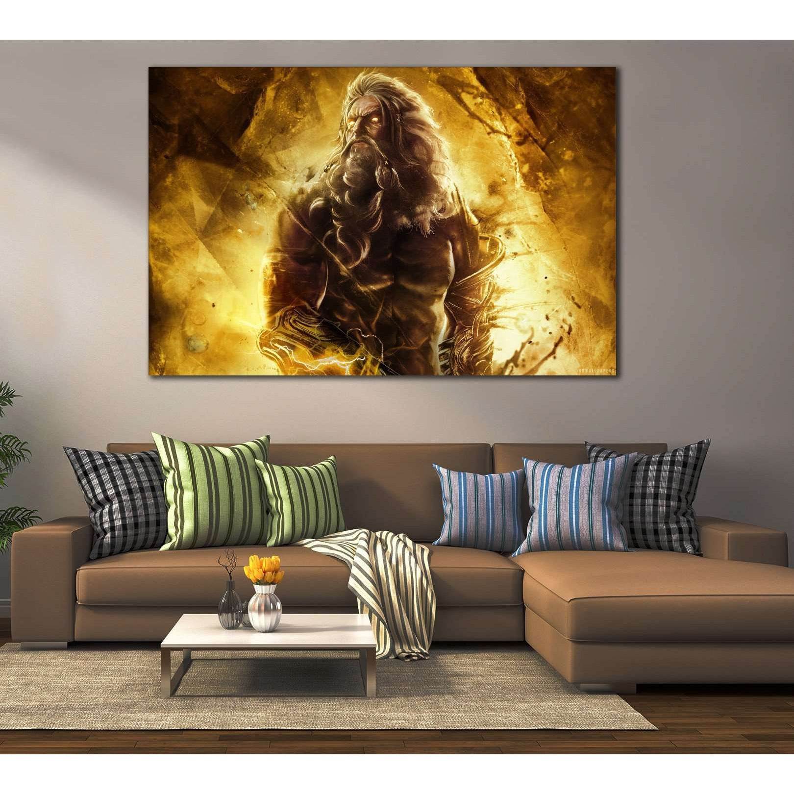 Zeus Canvas Print - Gold Lightning Portrait - Zellart